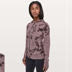 Lululemon Scuba Hoodie Light Cotton Fleece in Shibori Antique Bark Black Satin